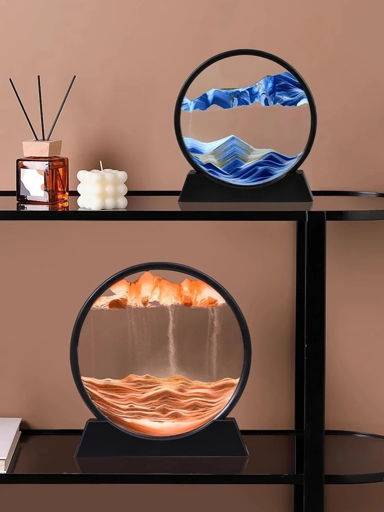3D Moving Sand Art – Round Glass Deep Sea Sandscape Decor