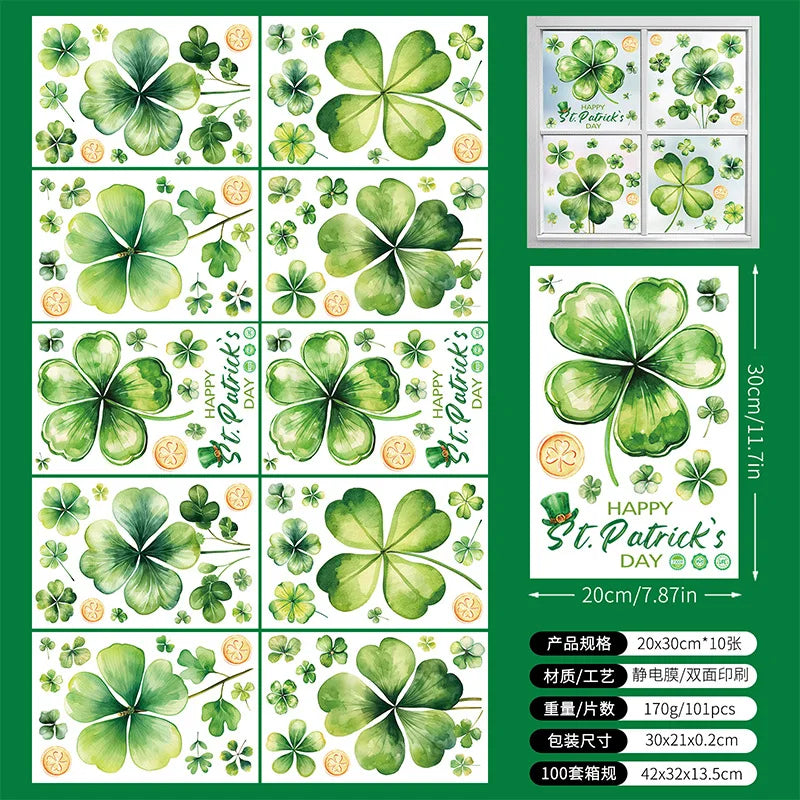 St. Patrick's Day Irish Dog Window Clings, 9-Sheet Set