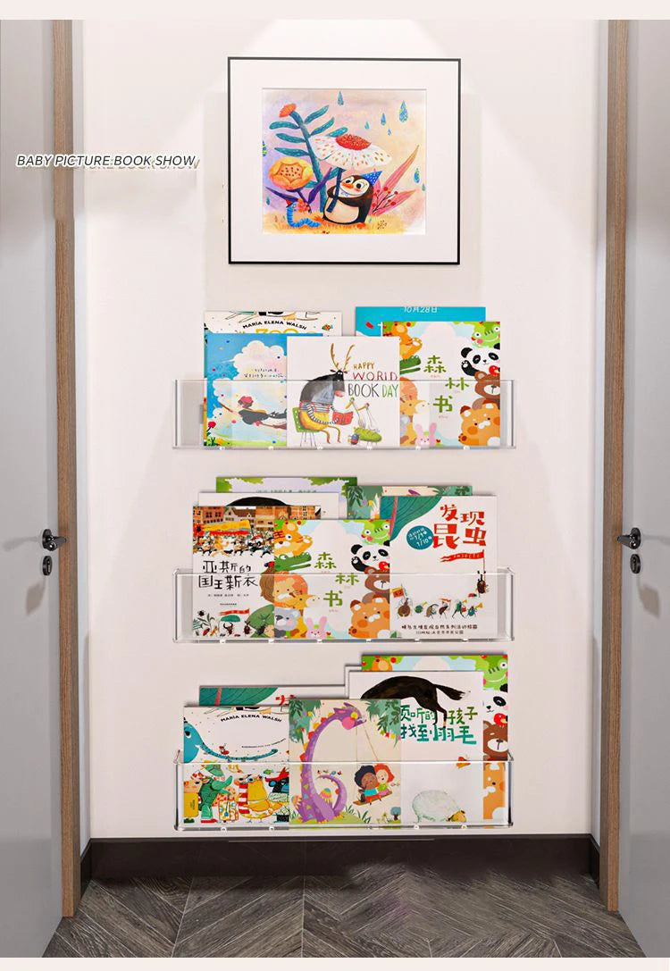 Acrylic Wall-Mount Kids Book Display Shelf