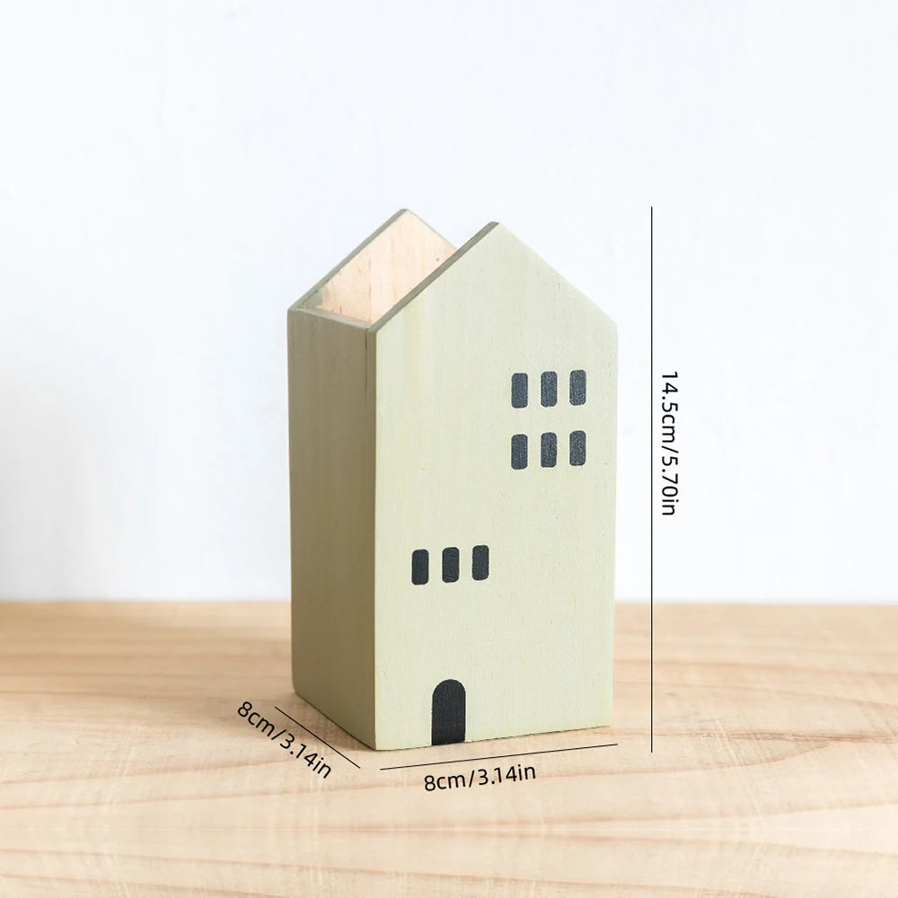 Wooden Pen Holder – Desk Organizer for Stationery & Makeup