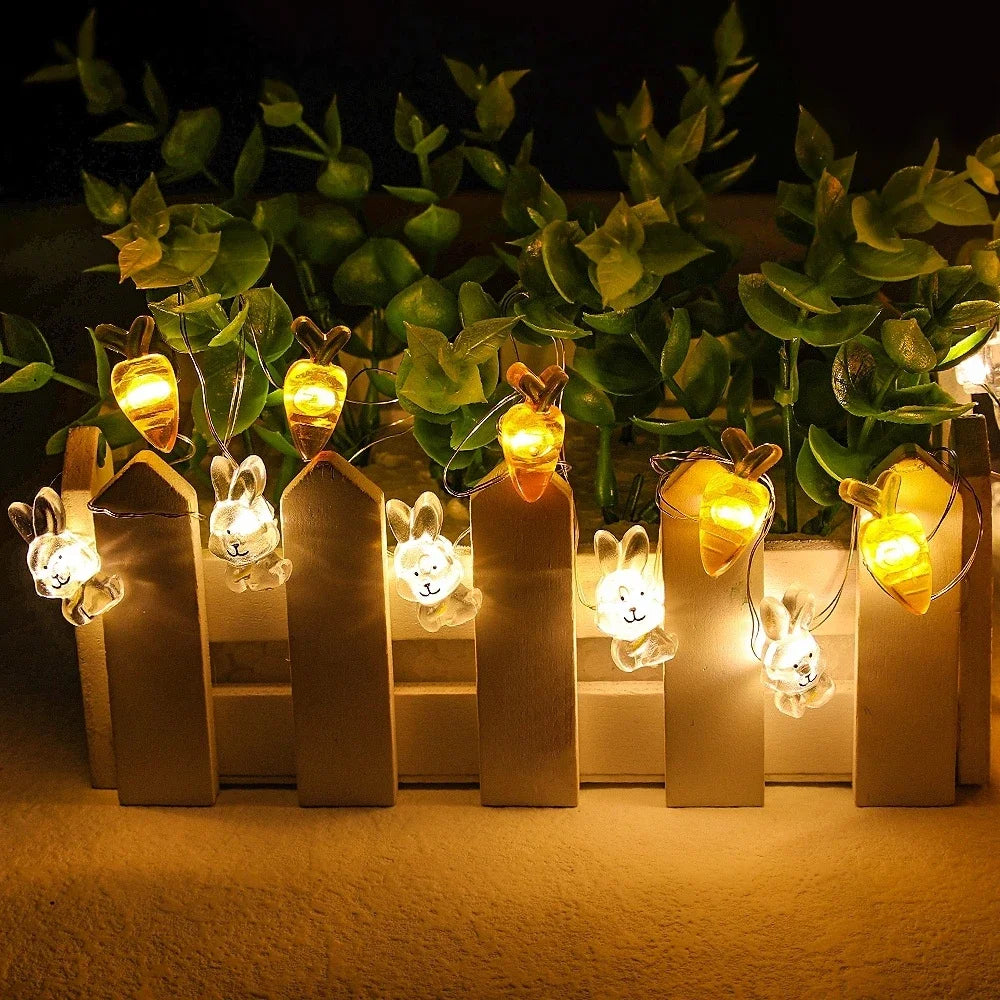 Easter Rabbit & Carrot LED String Lights