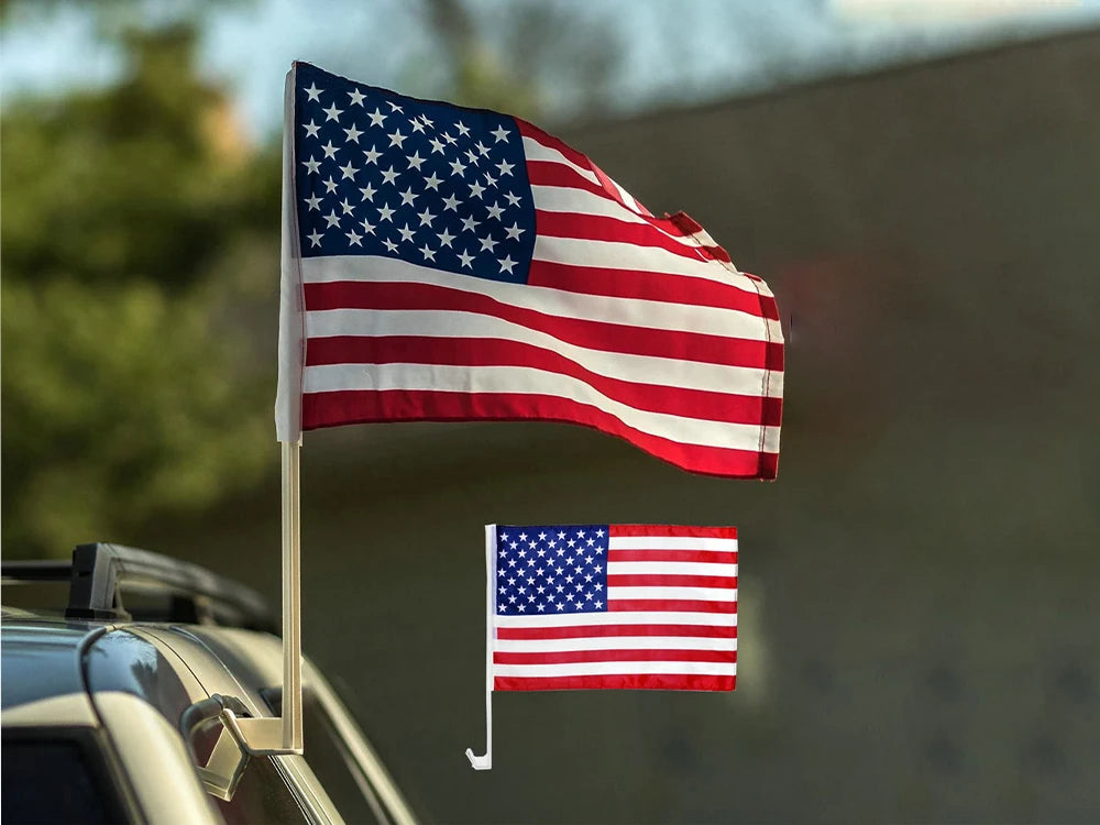 American Car & Window Flag with Plastic Pole