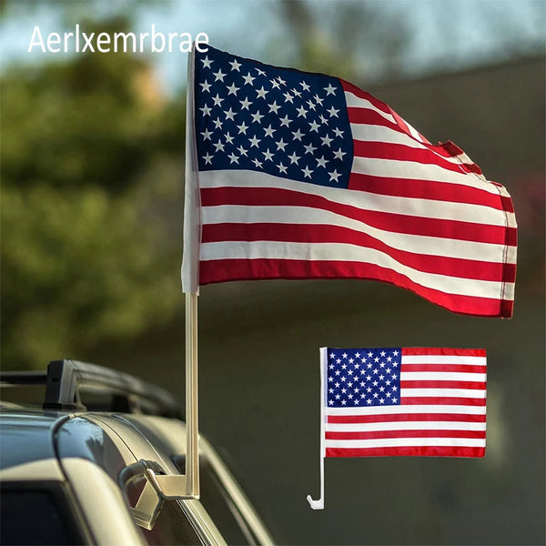 American Car & Window Flag with Plastic Pole