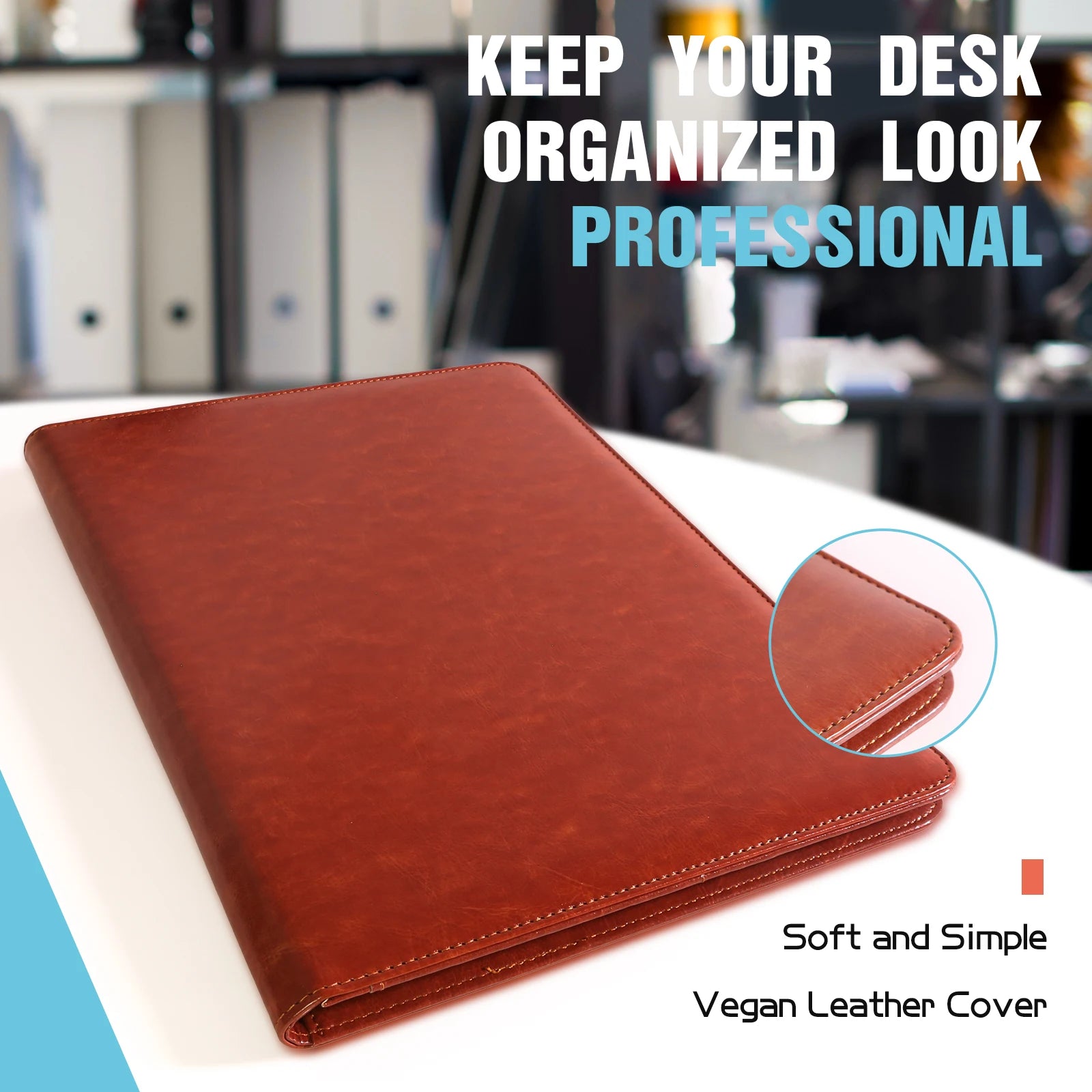 A4 PU Leather Conference Folder – Business Document Organizer