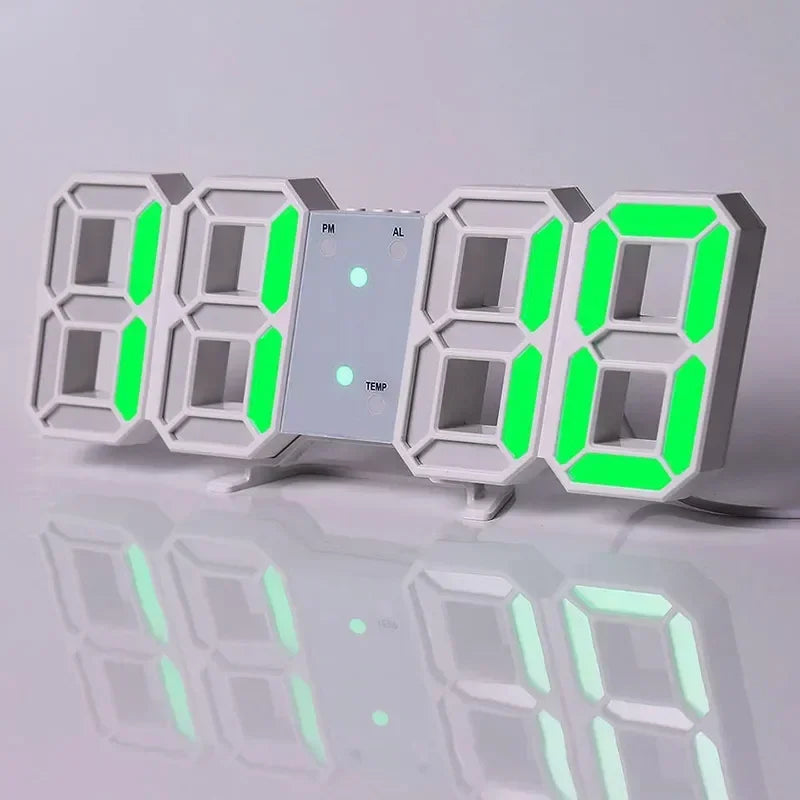 3D LED Digital Wall Clock – Glow Night