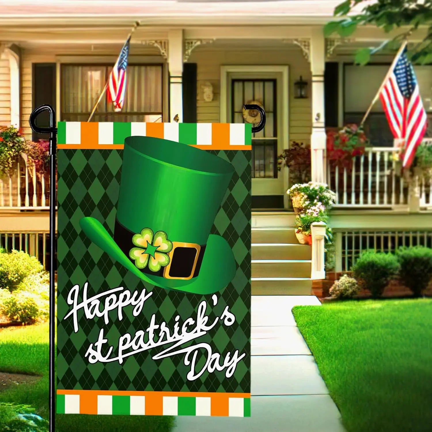 St. Patrick's Day Shamrock Garden Flag