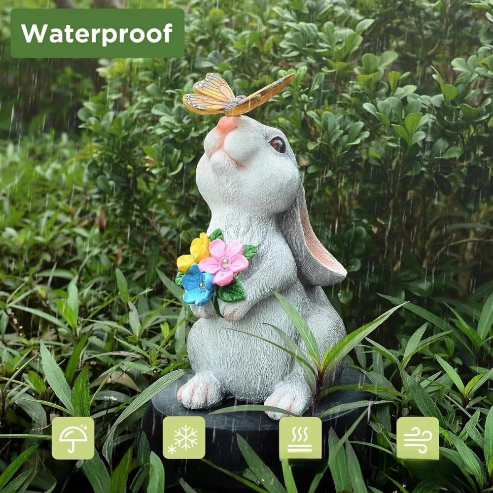 Solar Bunny Garden Statue with LED