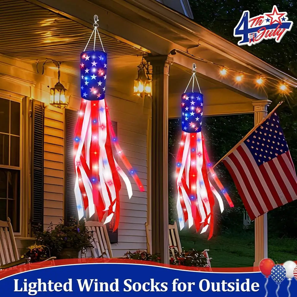 LED American Flag Windsock 2-Pack (50 Inch)