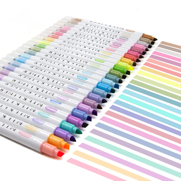 12/24 PCS Dual-Tip Pastel Highlighters – Assorted Colors, No-Bleed Markers