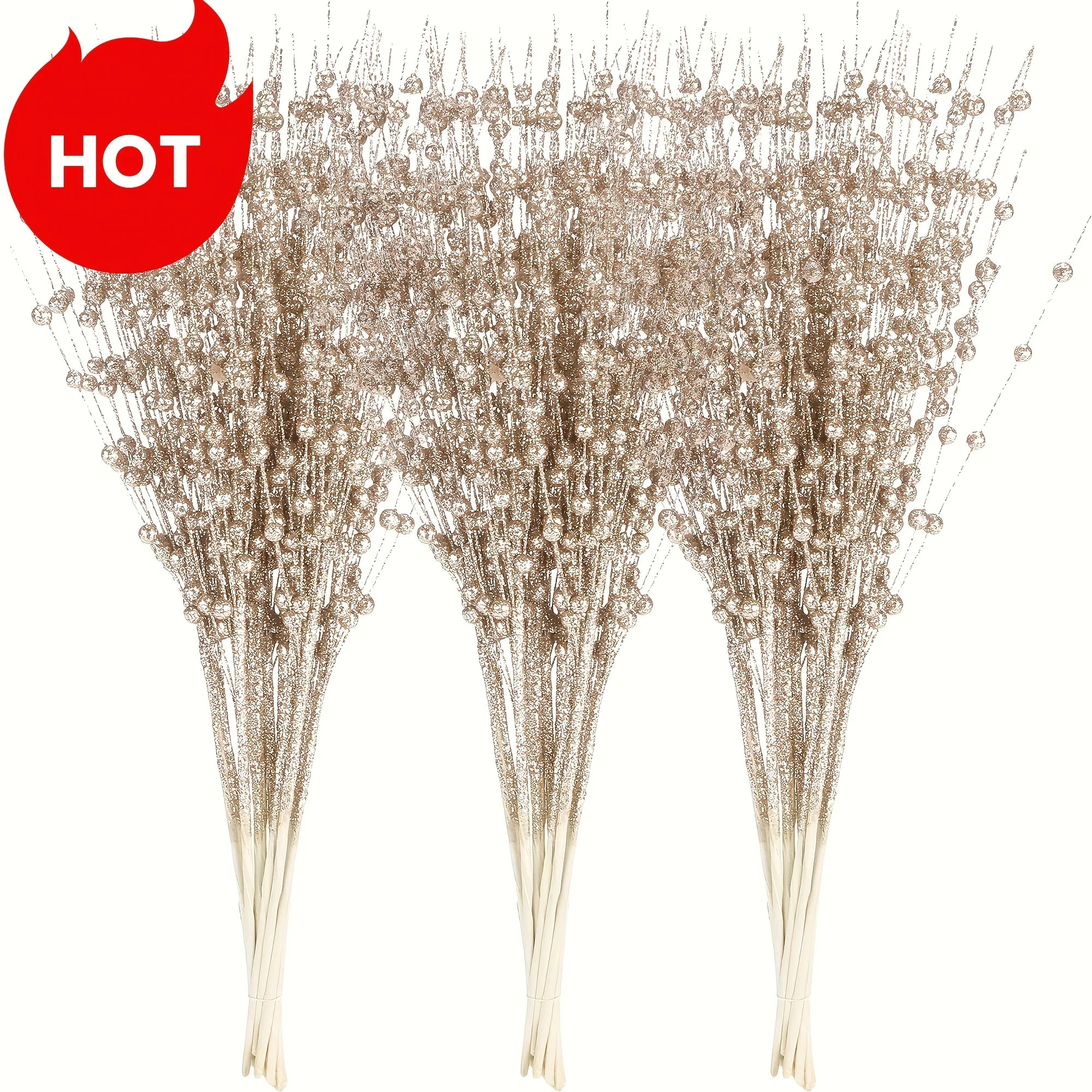 Gold Sequin Berry Christmas Decorations