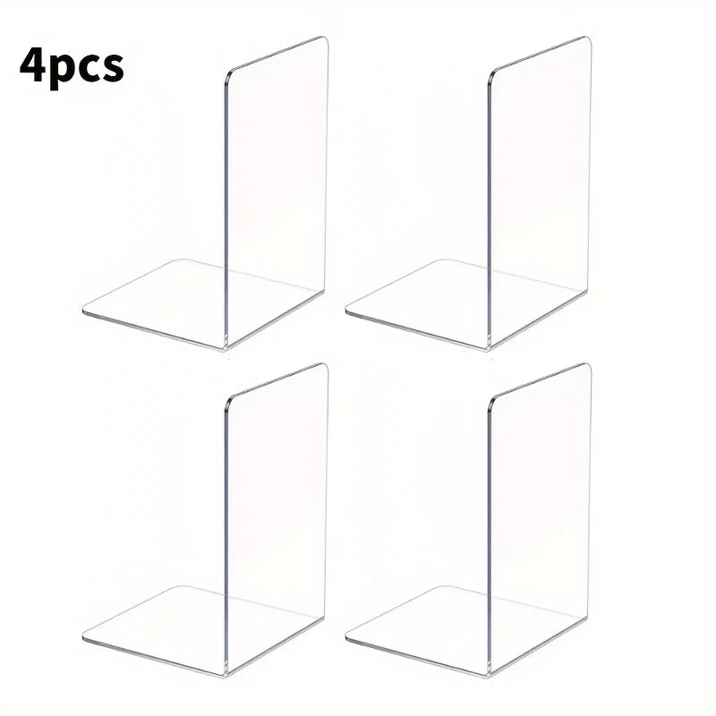 4/8PCS Clear Acrylic Bookends