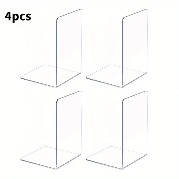 4/8PCS Clear Acrylic Bookends