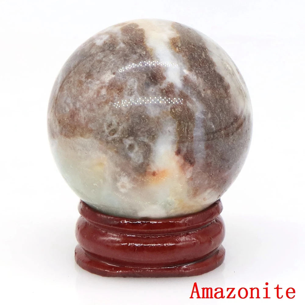 Natural Gemstone Crystal Ball with Stand