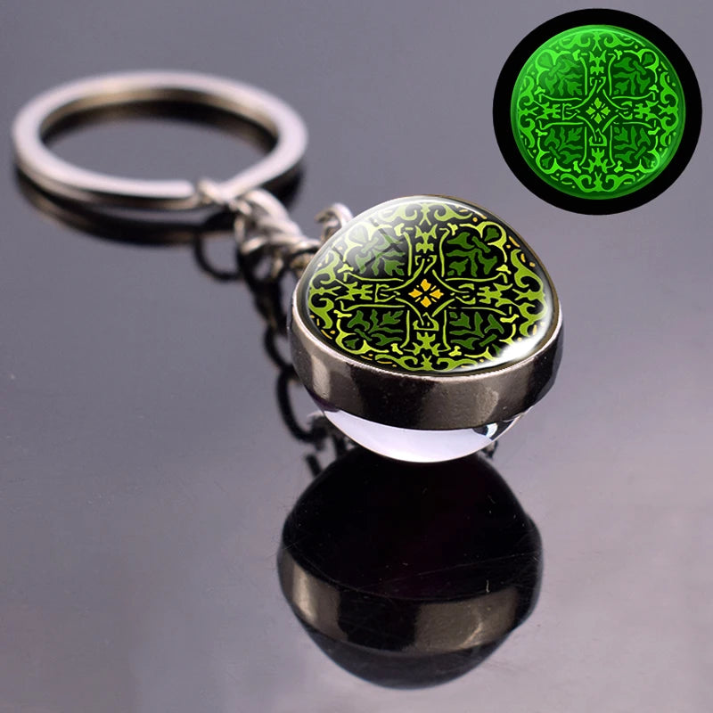 Glow-in-the-Dark Four-Leaf Clover Keychain