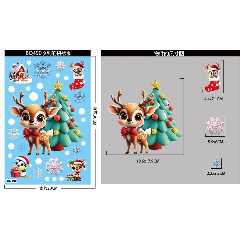 Christmas Snowflake & Santa Window Clings