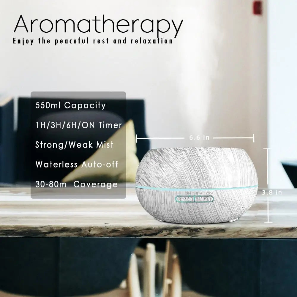 550ml Wood Grain Essential Oil Diffuser