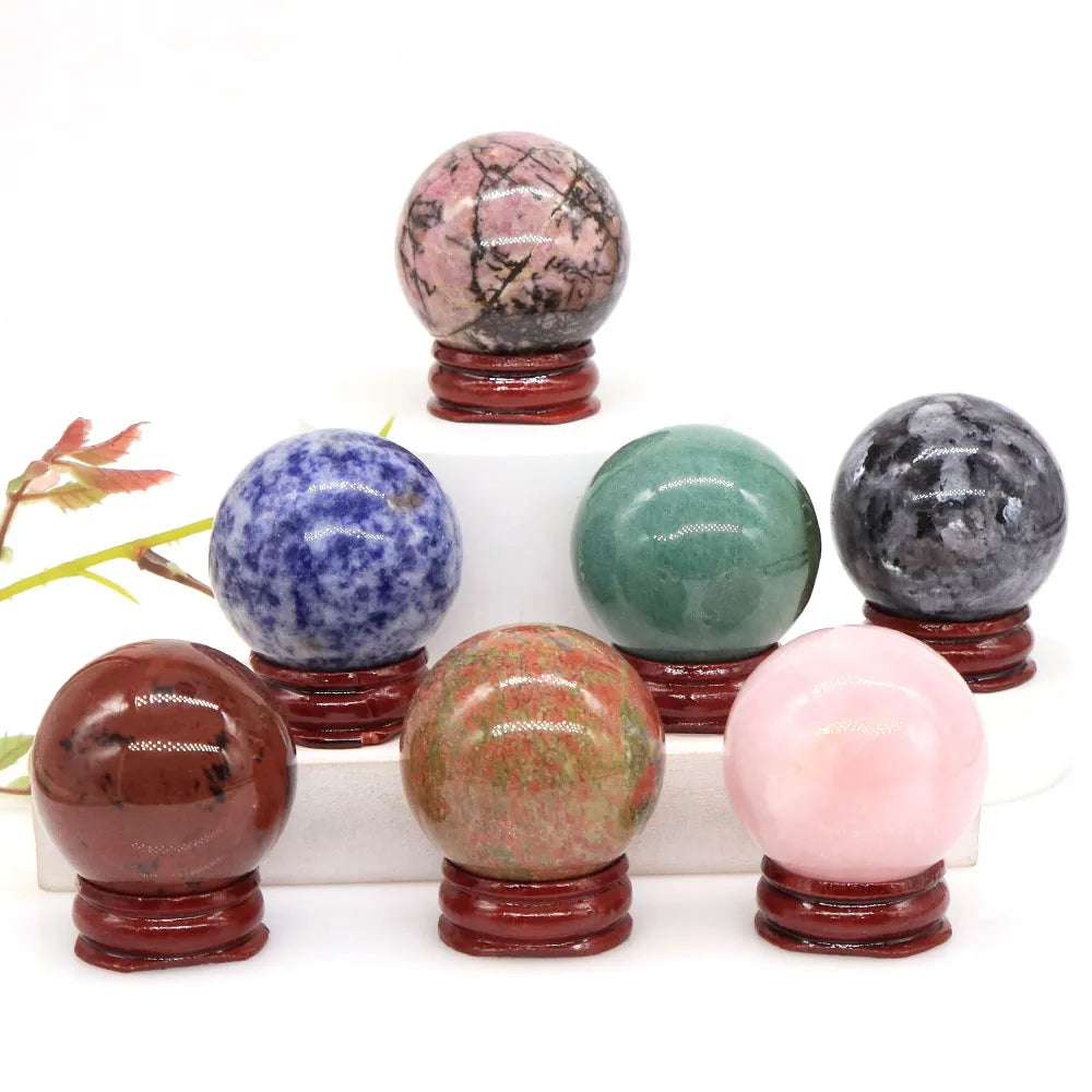 Natural Gemstone Crystal Ball with Stand