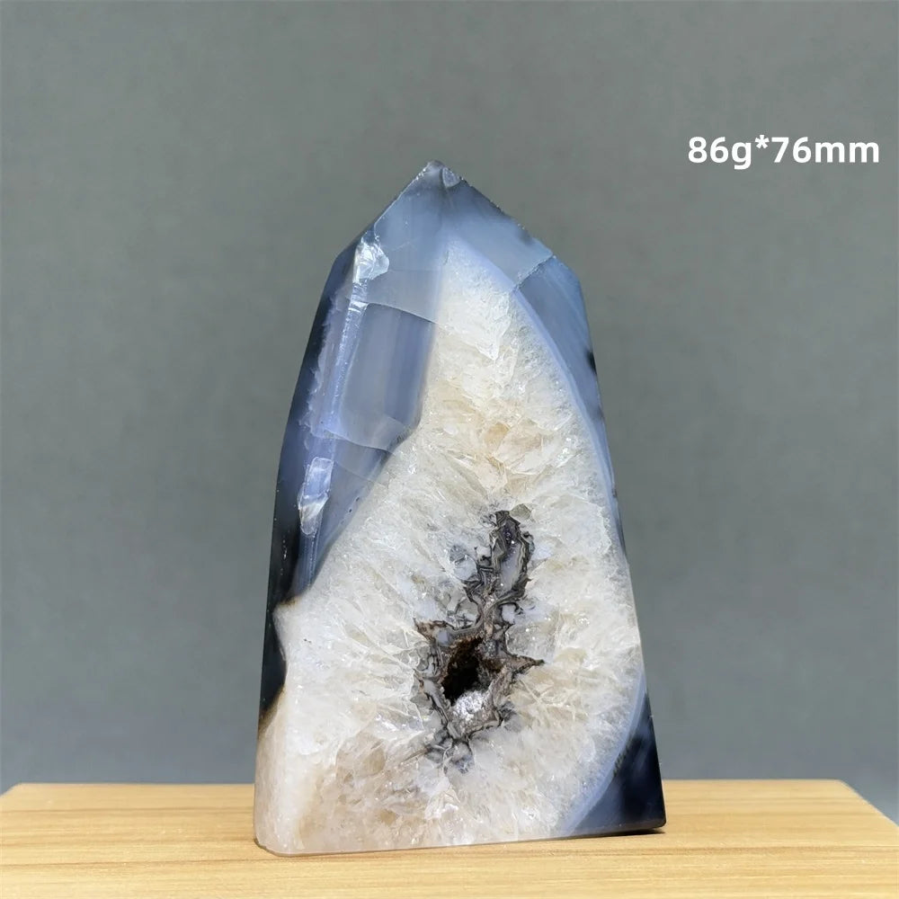 Black Agate Geode Obelisk Crystal