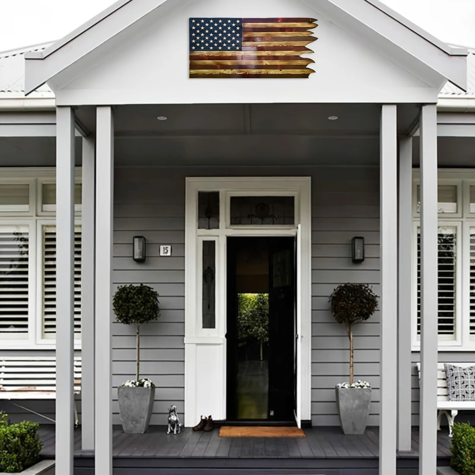 Wooden American Wavy Flag