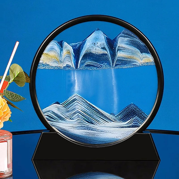 3D Moving Sand Art – Round Glass Deep Sea Sandscape Decor