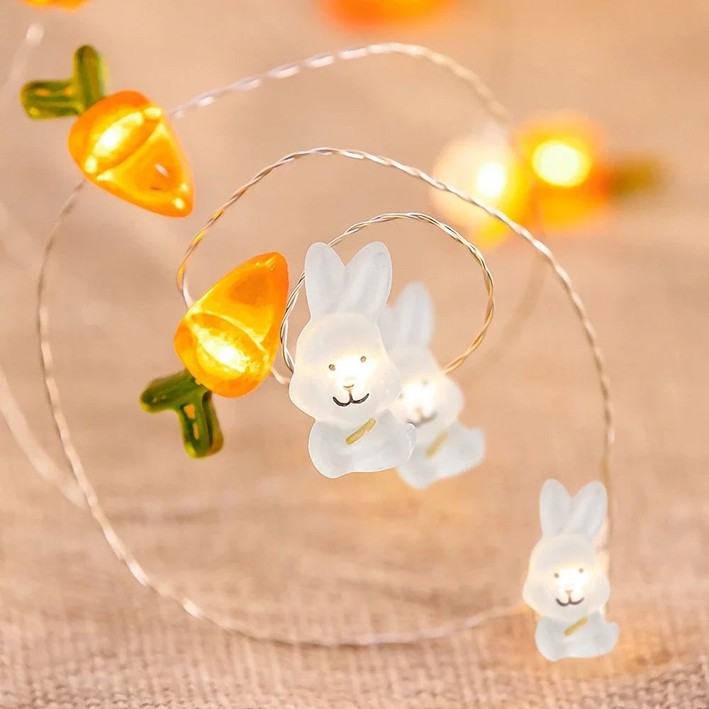 Easter Rabbit & Carrot LED String Lights