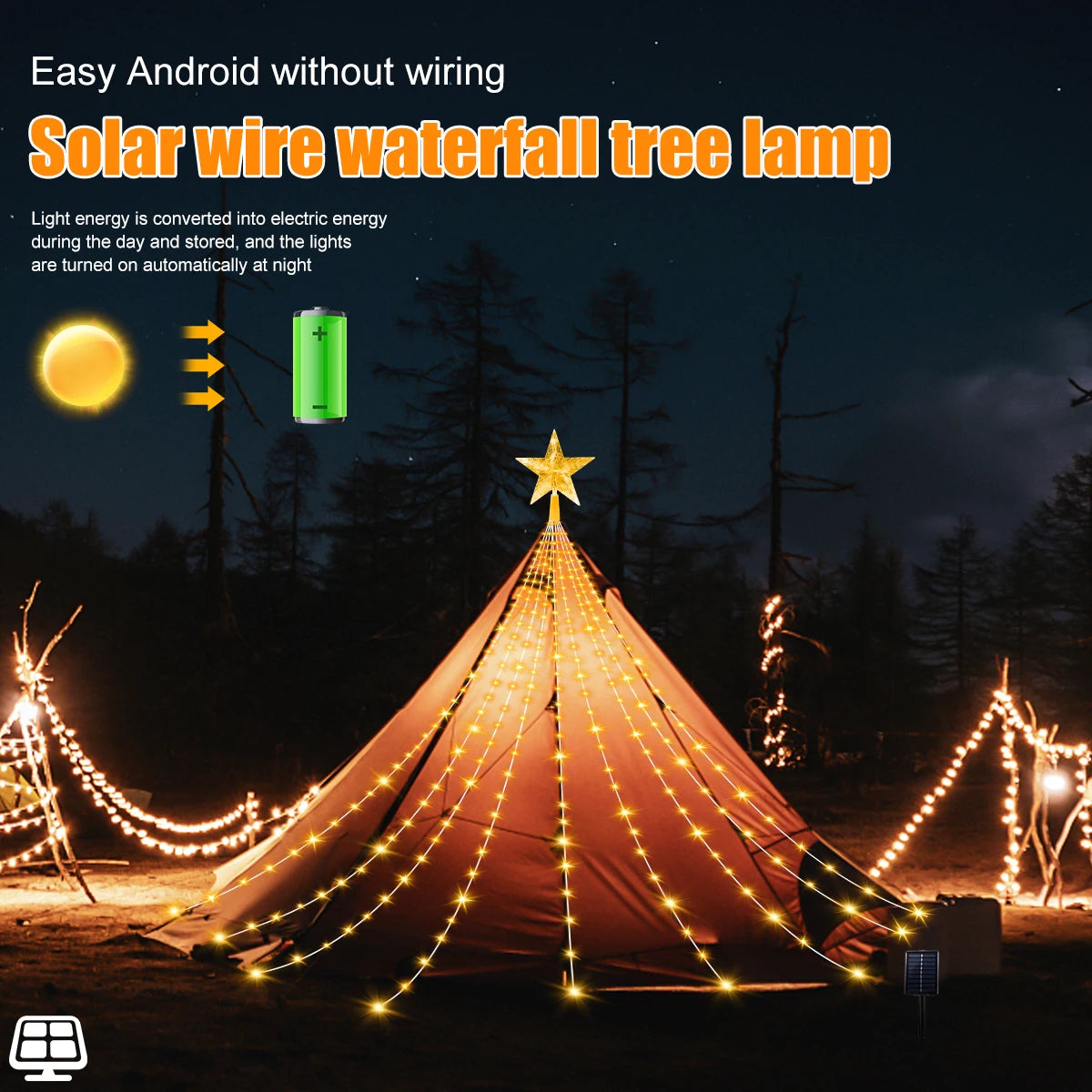 Solar Star Waterfall Fairy Lights