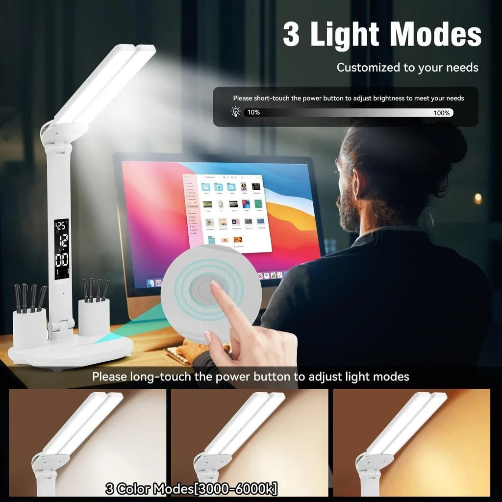 LED Desk Lamp with Clock
