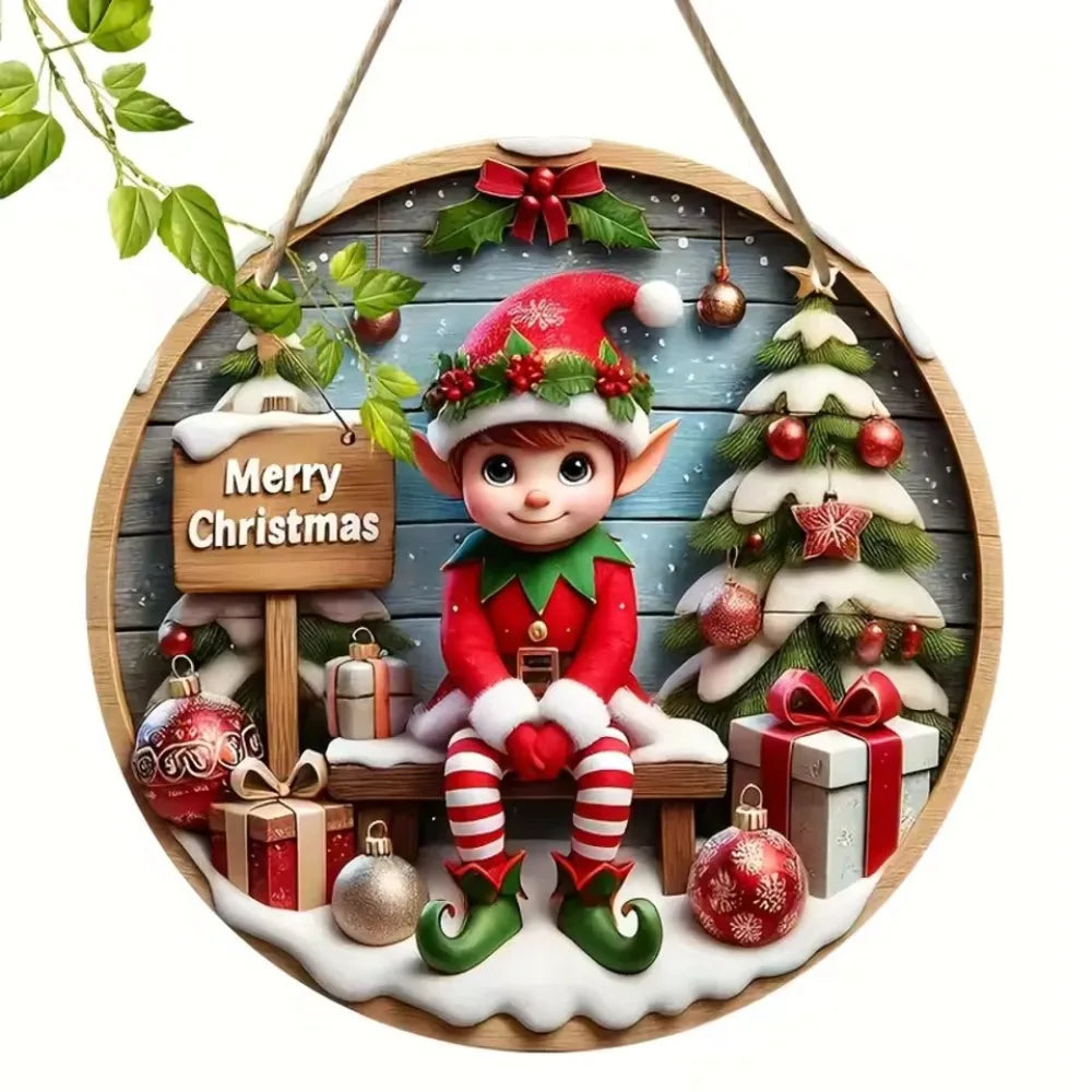 Charming Christmas Elf Wooden Sign
