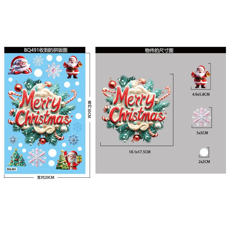 Christmas Snowflake & Santa Window Clings