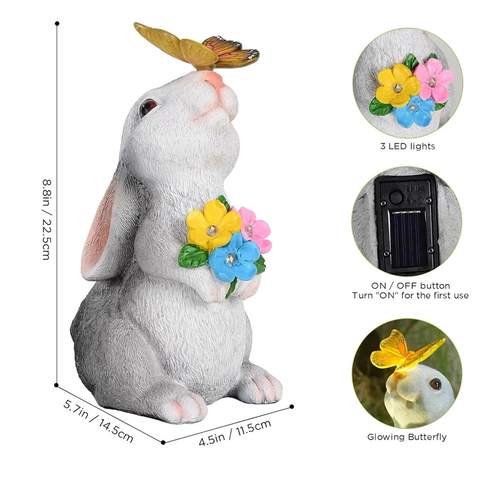 Solar Bunny Garden Statue with LED