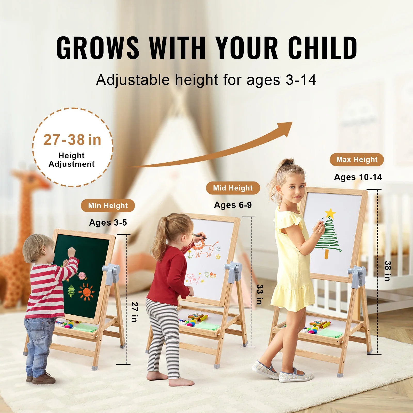 Standing Magnetic Drawing Board Art Easel