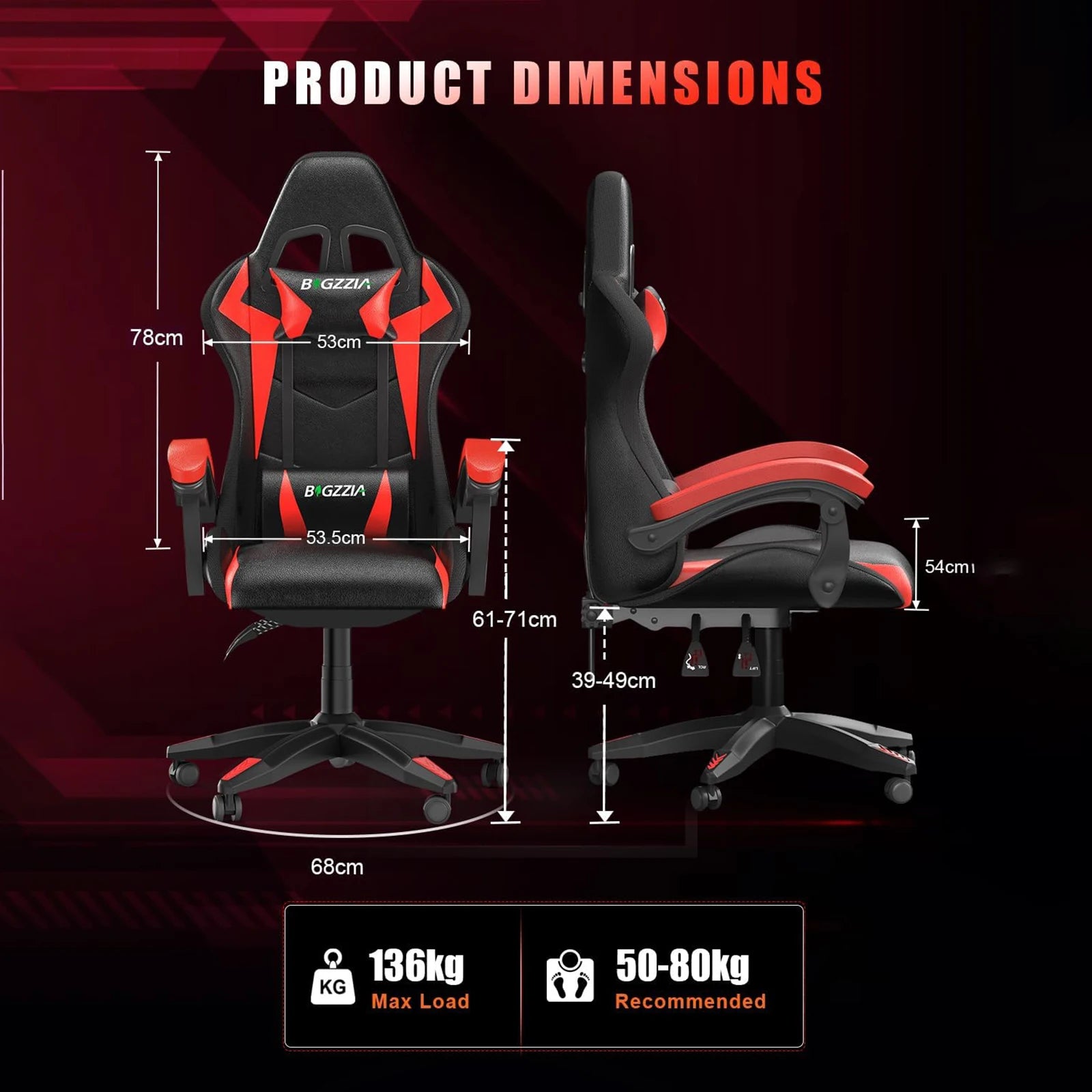 RGB Gaming Chair – LED Lights Ergonomic Recliner