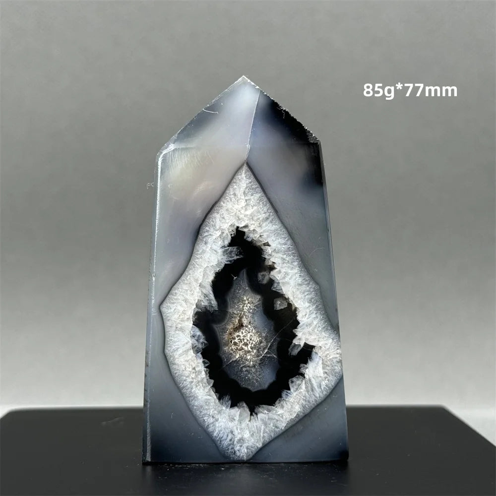 Black Agate Geode Obelisk Crystal