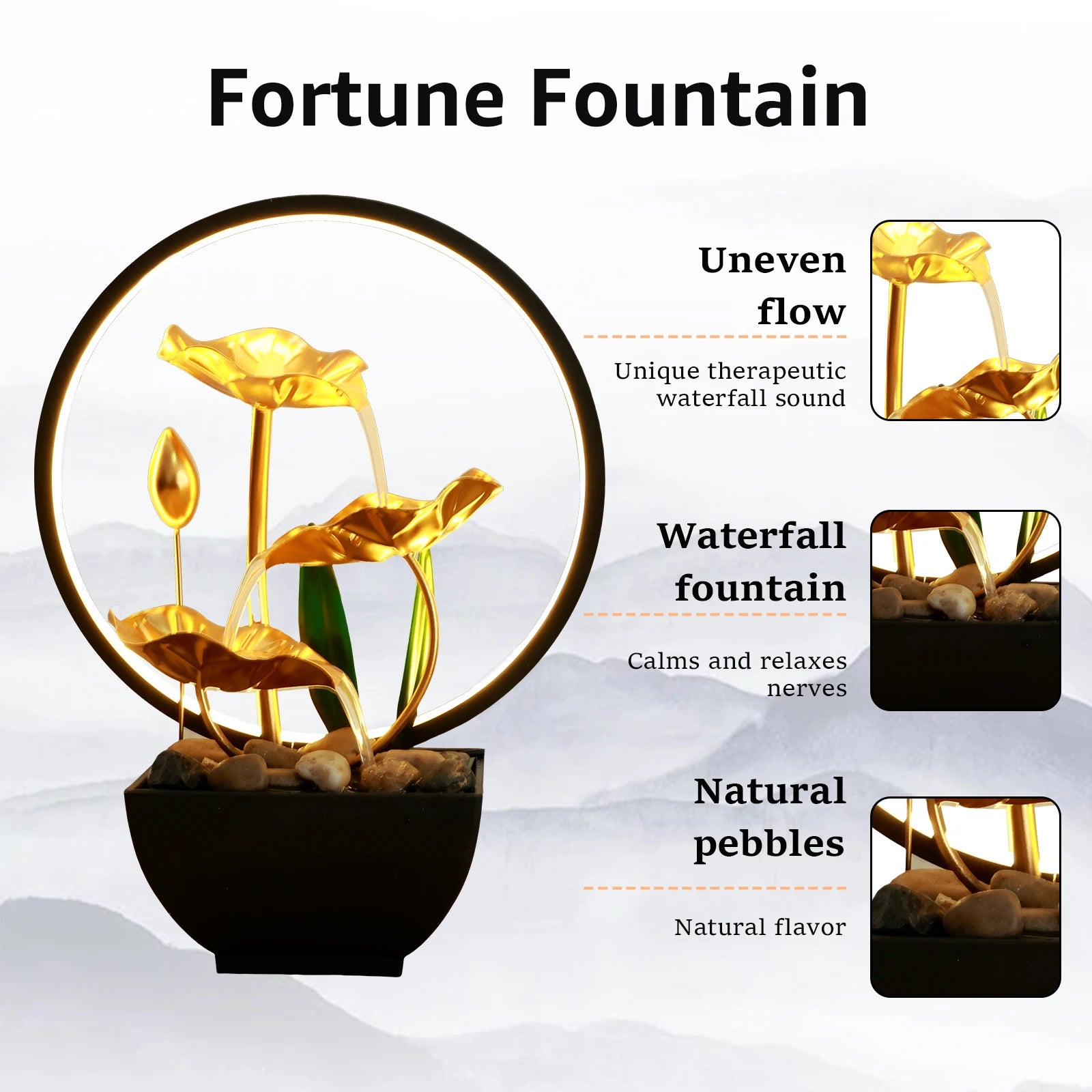 LED Tabletop Flowing Water Fountain