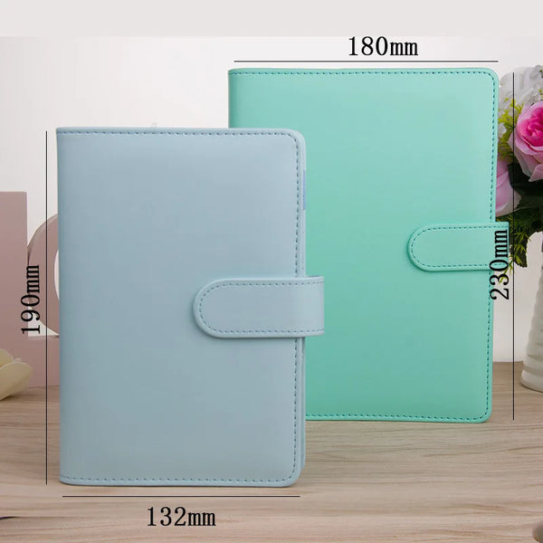 Macaron PU Leather Binder – A5/A6 DIY Planner Cover for School & Office