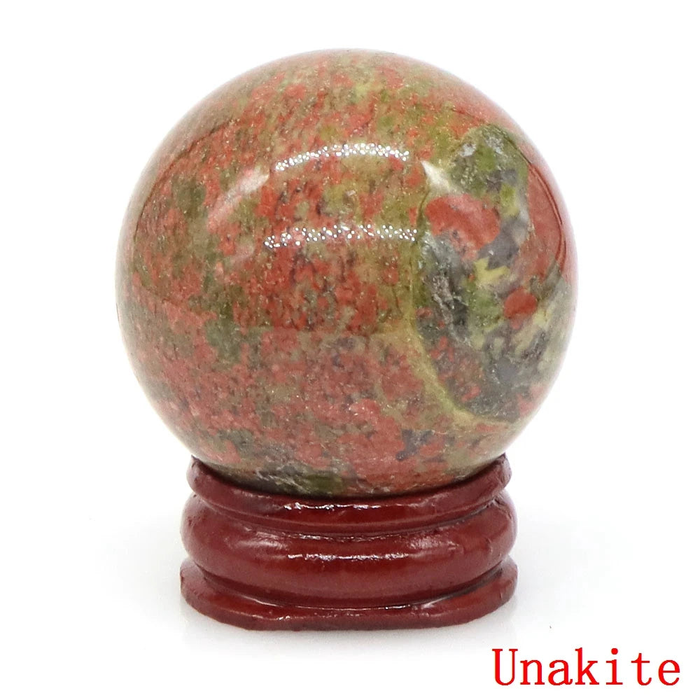 Natural Gemstone Crystal Ball with Stand