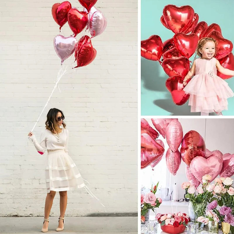 Red Heart Foil Balloons 18inch Party Decor