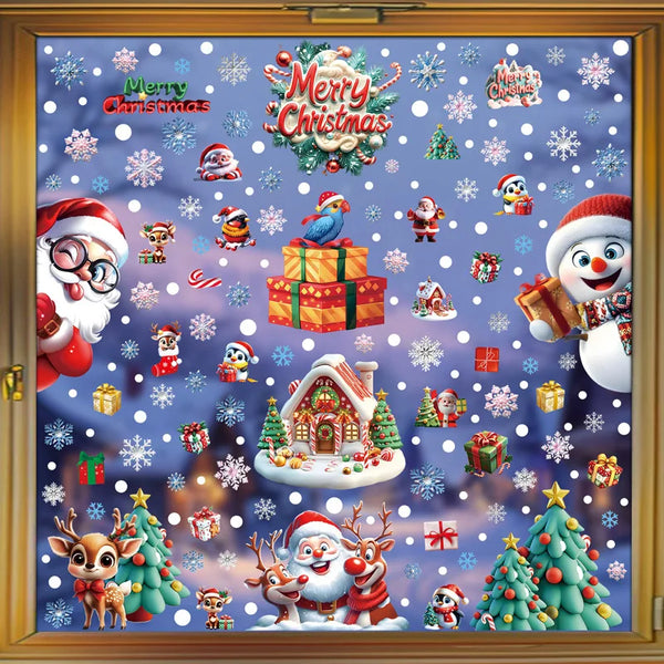 Christmas Snowflake & Santa Window Clings