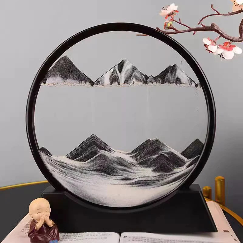 3D Moving Sand Art – Round Glass Deep Sea Sandscape Decor