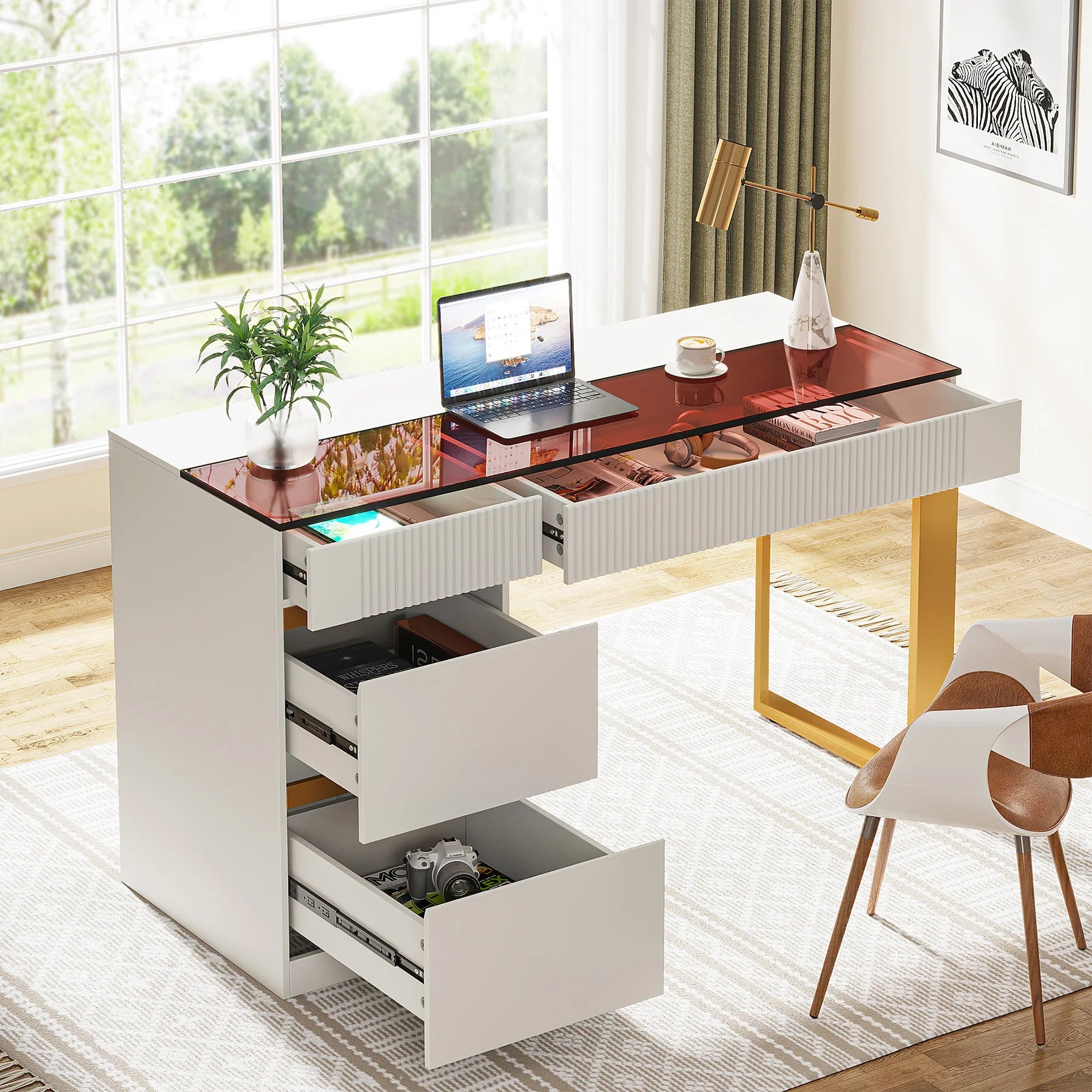 Tribesigns Computer Desk with 4 Drawers