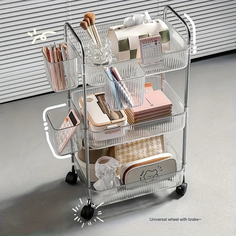 3-Tier Clear Storage Cart with Wheels