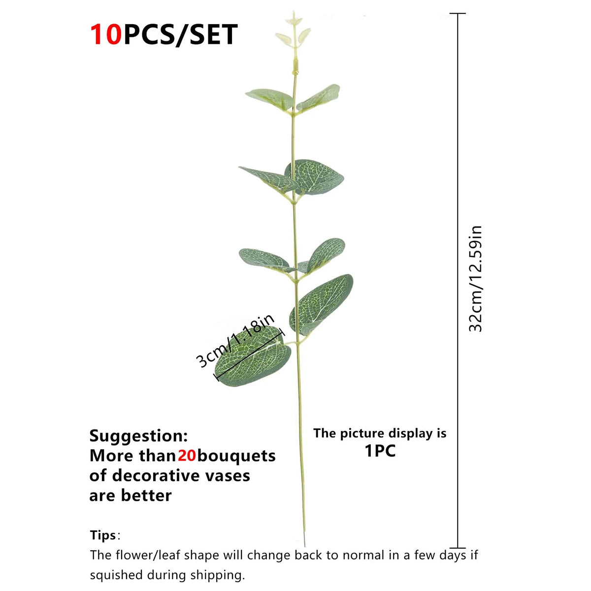 50/100PCS Silk Eucalyptus Leaves