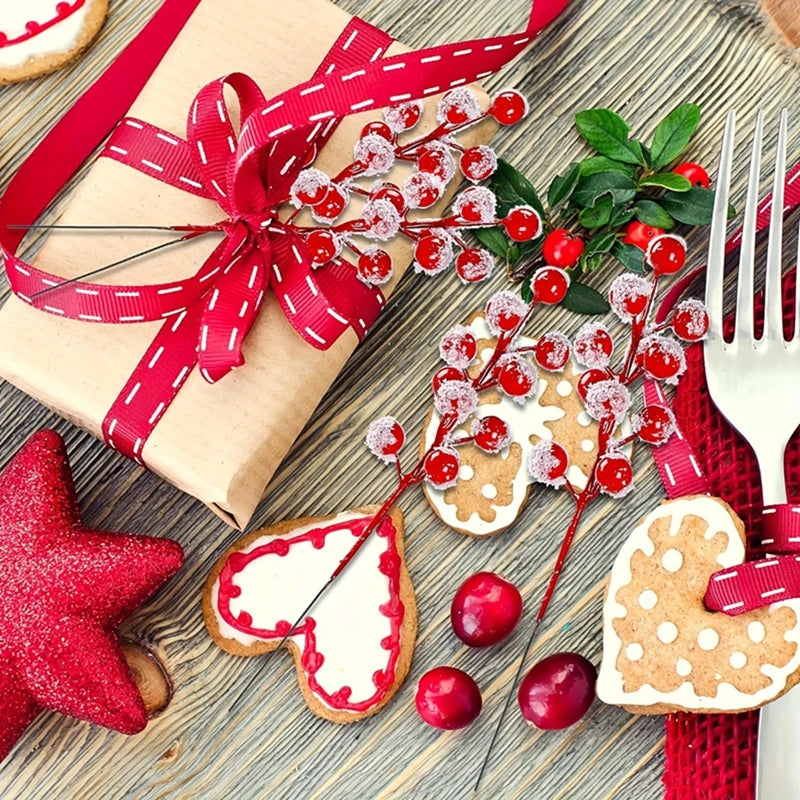 Snowflake & Red Berry Christmas Tree Pendants