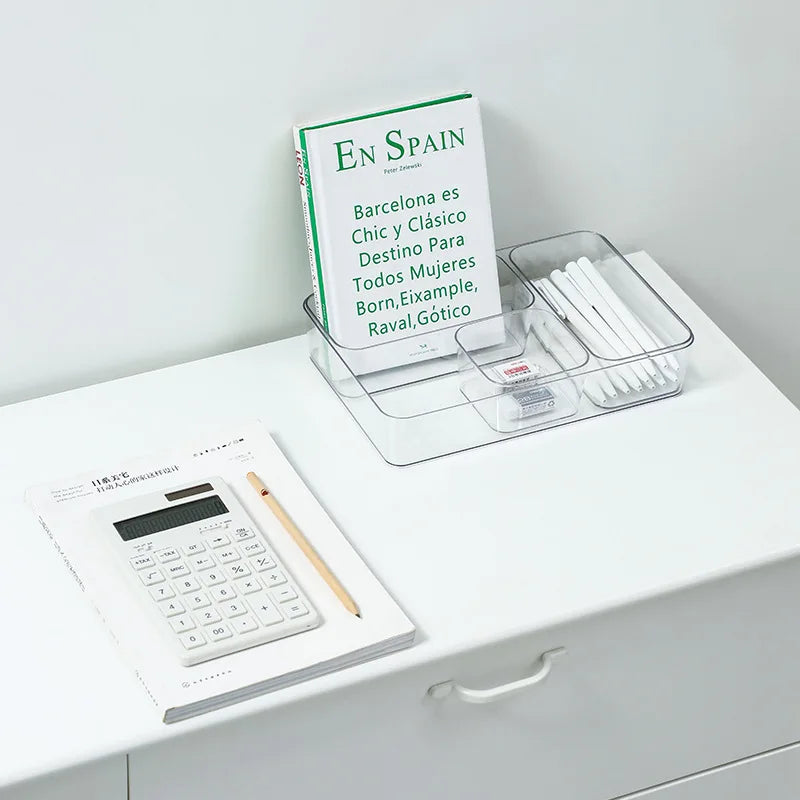 Clear Desk Organizer Box – Stackable Plastic Storage Drawer