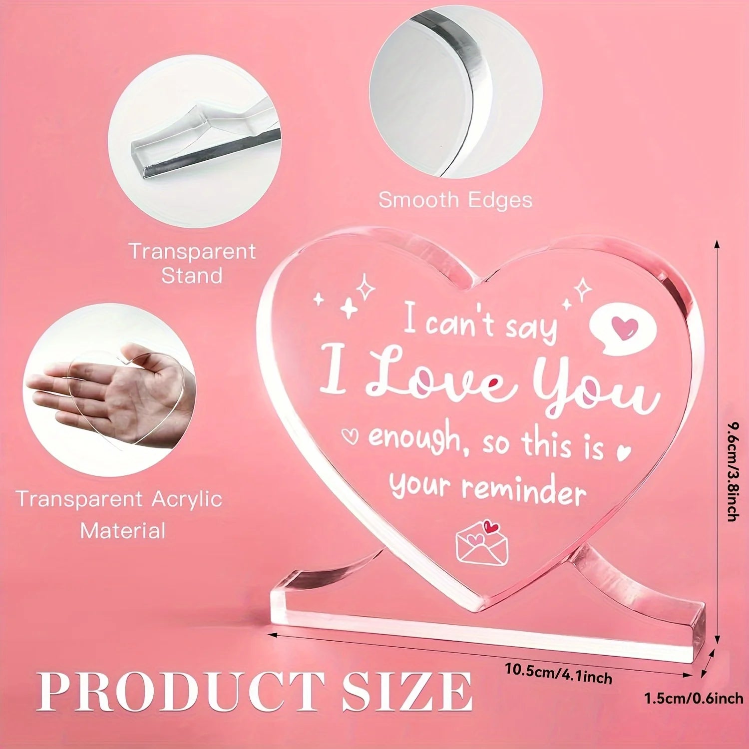I Love You Heart Acrylic Plaque