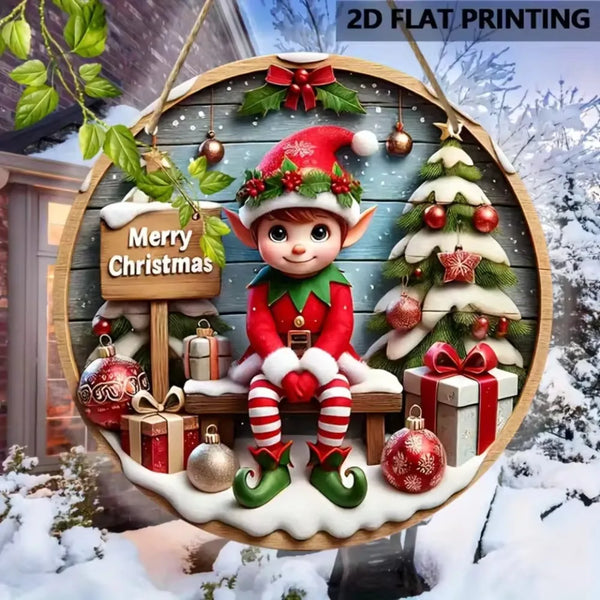 Charming Christmas Elf Wooden Sign