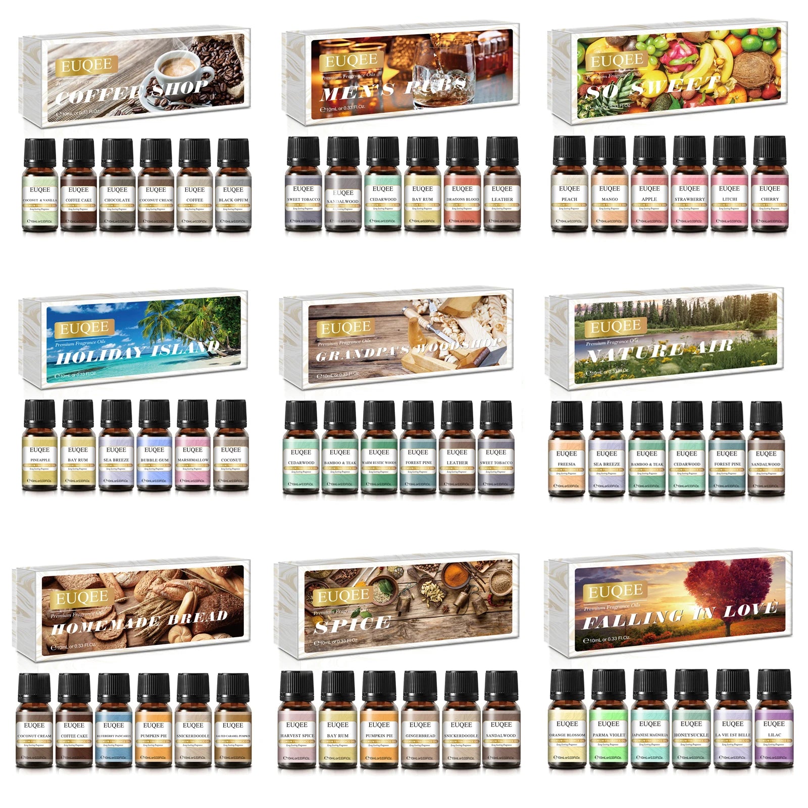 EUQEE 6-Piece Fragrance Oil Gift Set for Diffusers