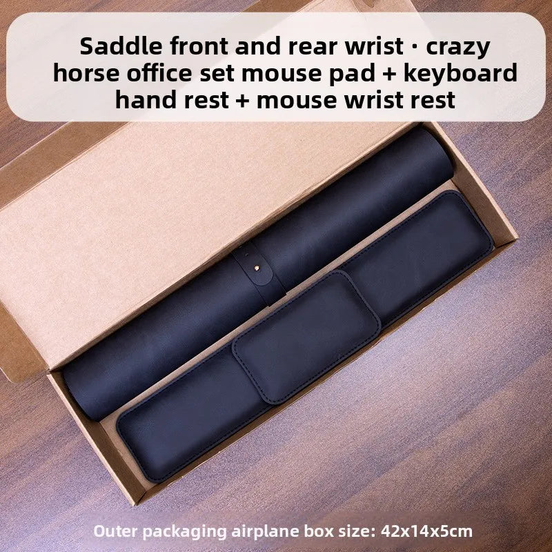 Large PU Leather Desk Pad Set with Mouse Wrist Guard