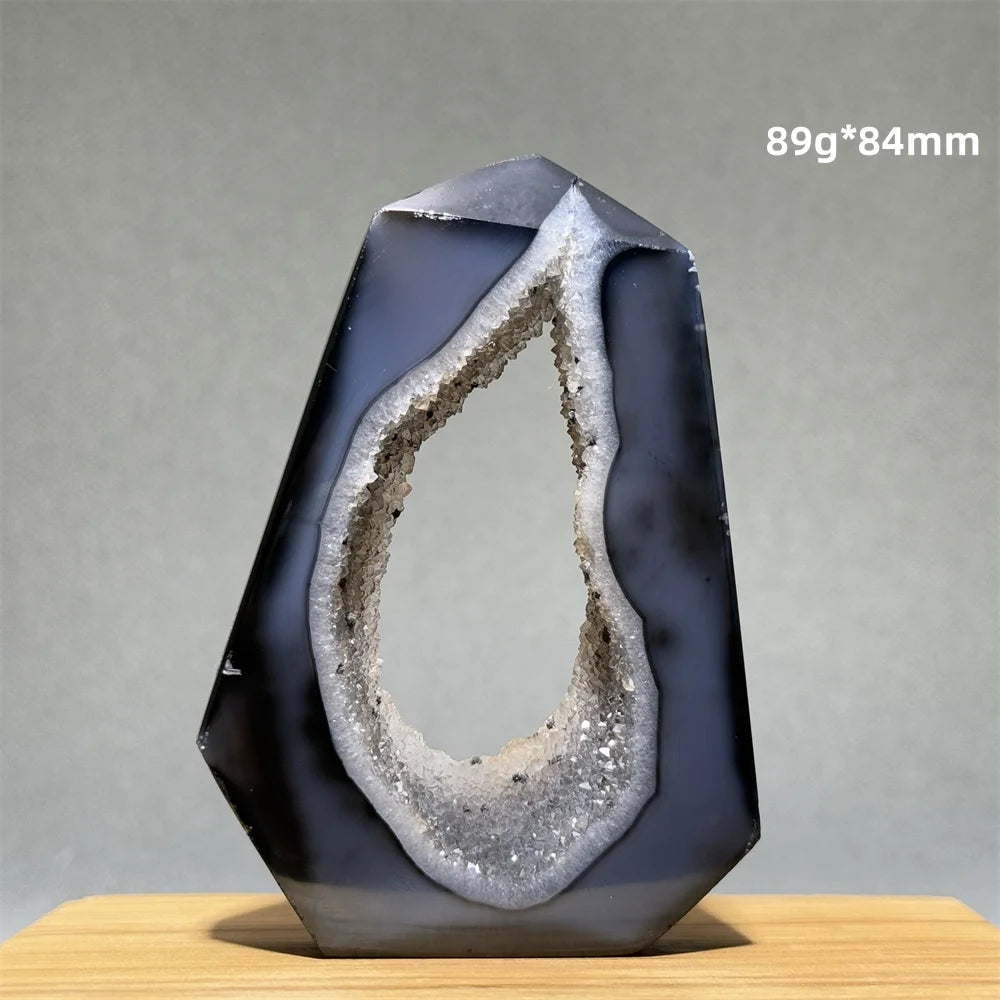Black Agate Geode Obelisk Crystal