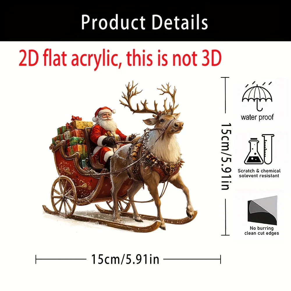 Acrylic Santa & Reindeer Sleigh Decoration
